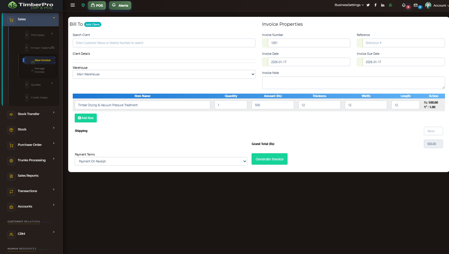 Clean POS user interface